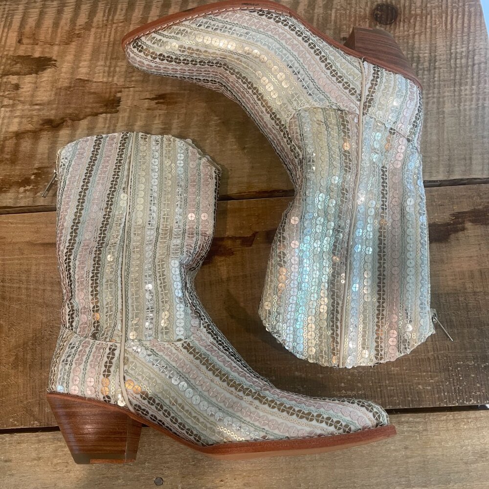 Momo New York Sequin Embroidered Western Boots Luna X Free People NWOB Size 39 - Picture 4 of 10